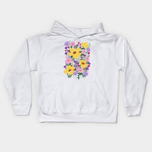 Abstract Wild Flowers Illustration Kids Hoodie